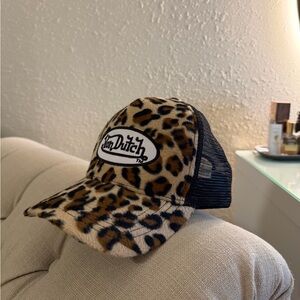 Von Dutch Leopard Pattern Cap with Black Mesh